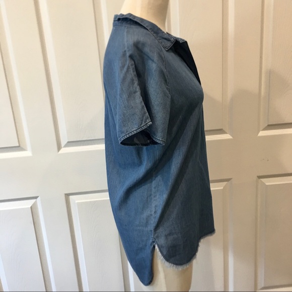 CHAMBRAY DENIM SAMPLE SZ M S/S TUNIC OVERSIZED TOP - Picture 4 of 8